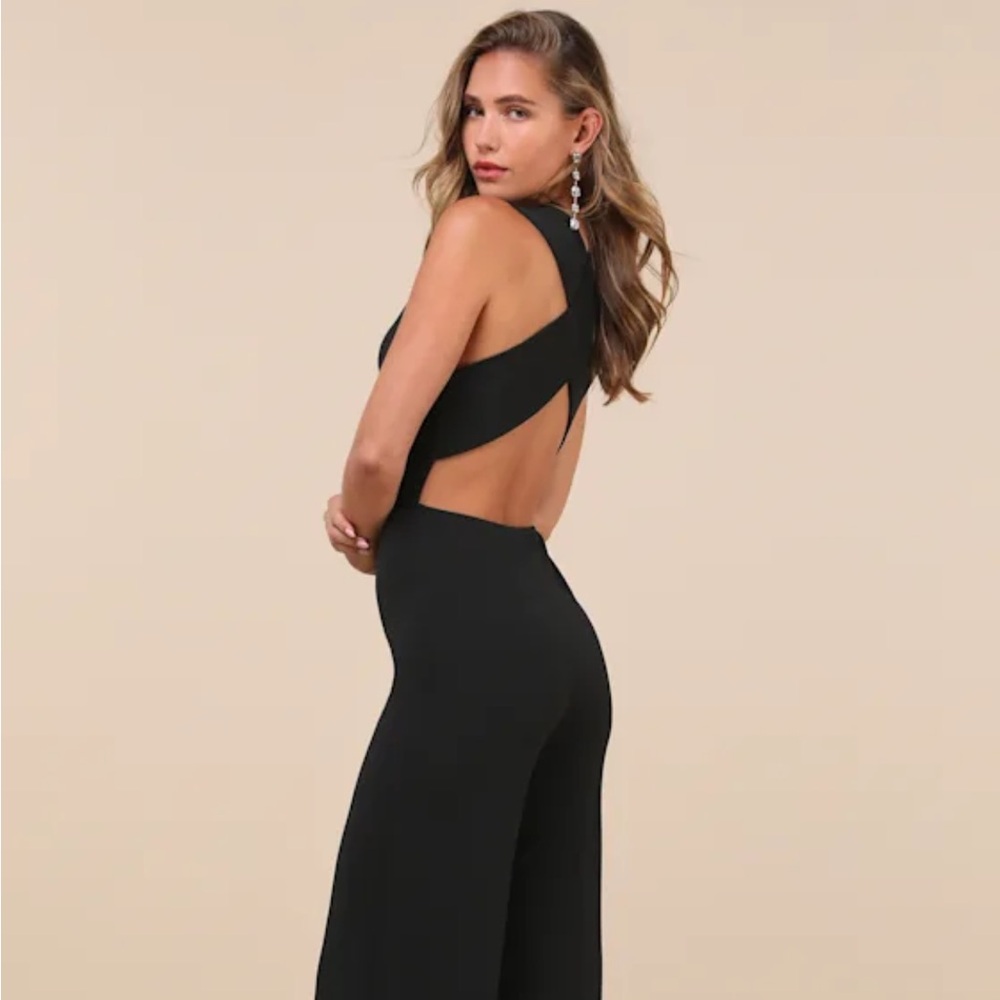 Thinking Out Loud- Black Backless Jumpsuit